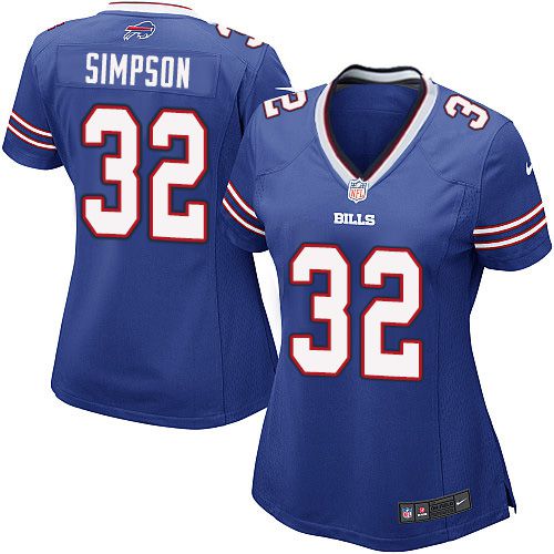 Nike Bills #32 O. J. Simpson Royal Blue Team Color Women's Stitched NFL Elite Jersey - Click Image to Close